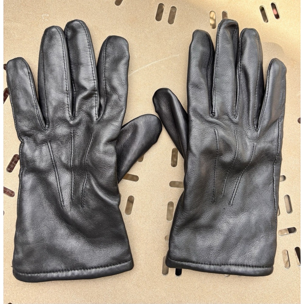 Wilsons Leather Black Gloves Size M Cashmere Wool Lined Genuine Leather Medium